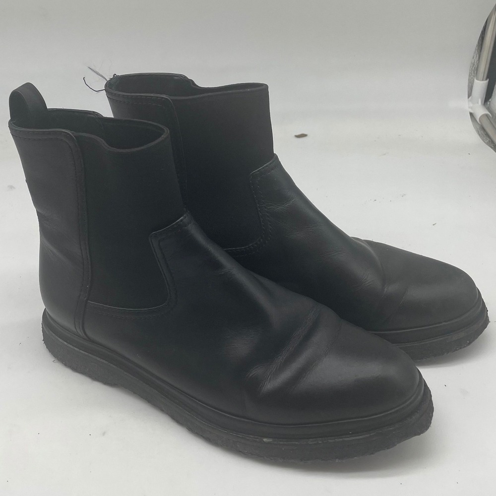 Vince Black Leather Chelsea Ankle Boots Crepe Platform Sole Pull On Mens